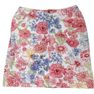 Liz Claiborne Women's Size 12 Twill Zip Front Floral Spring Skirt